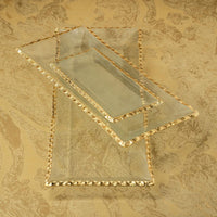 Cally Clear Rectangle Plate with Gold Rim, Set of 3 - Platter Top View | Bone & Brass
