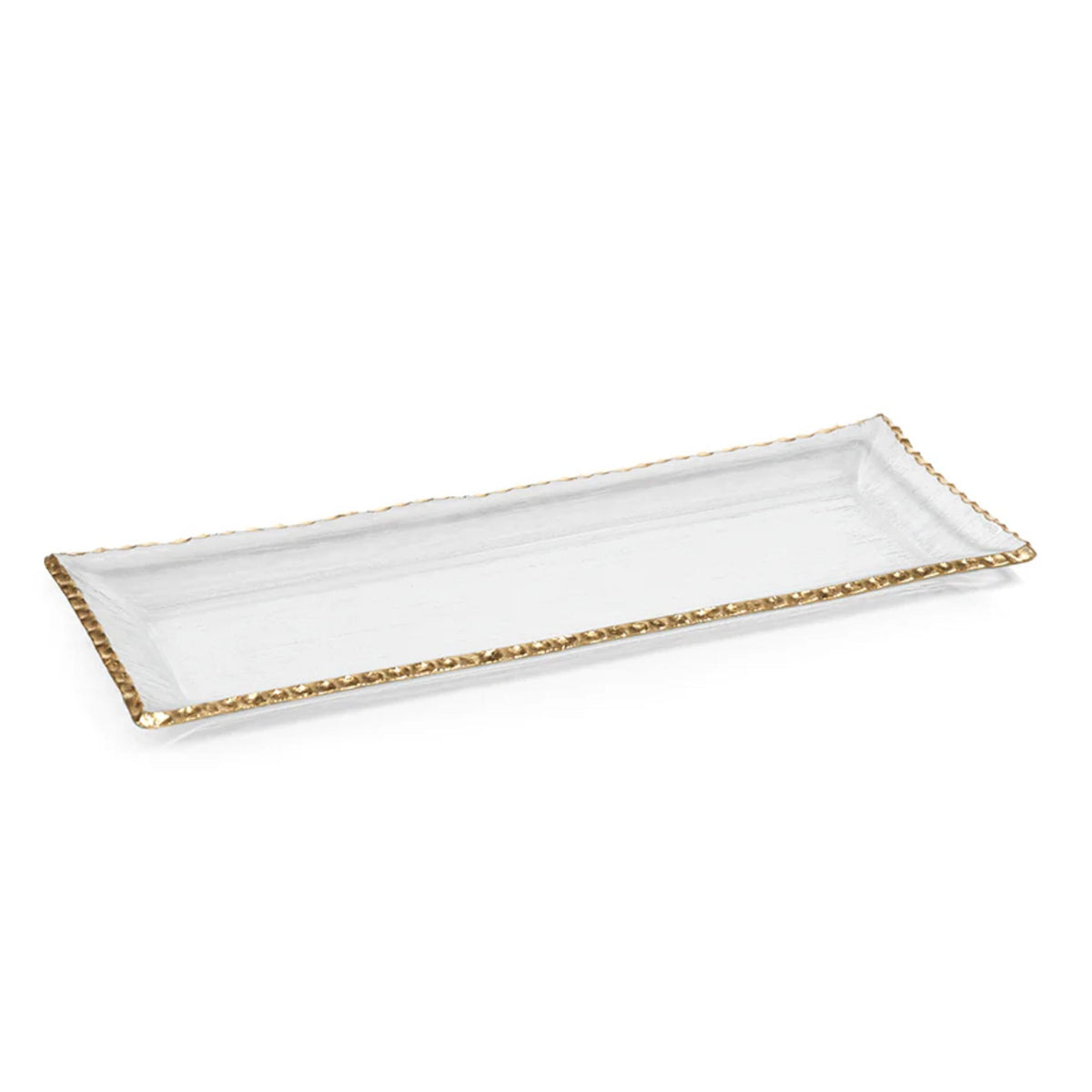 Cally Clear Rectangle Plate with Gold Rim, Set of 3 | Bone & Brass