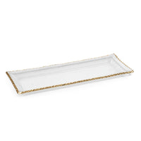 Cally Clear Rectangle Plate with Gold Rim, Set of 3 | Bone & Brass