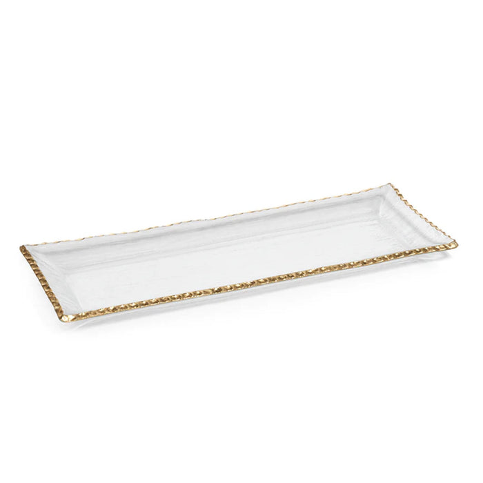 Cally Clear Rectangle Plate with Gold Rim, Set of 3 | Bone & Brass