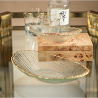 Cally Clear Textured Bowls Gold Rim, Set of 3 - Bowl Detail | Bone & Brass