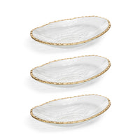 Cally Clear Textured Bowls Gold Rim, Set of 3 - Bowl View | Bone & Brass