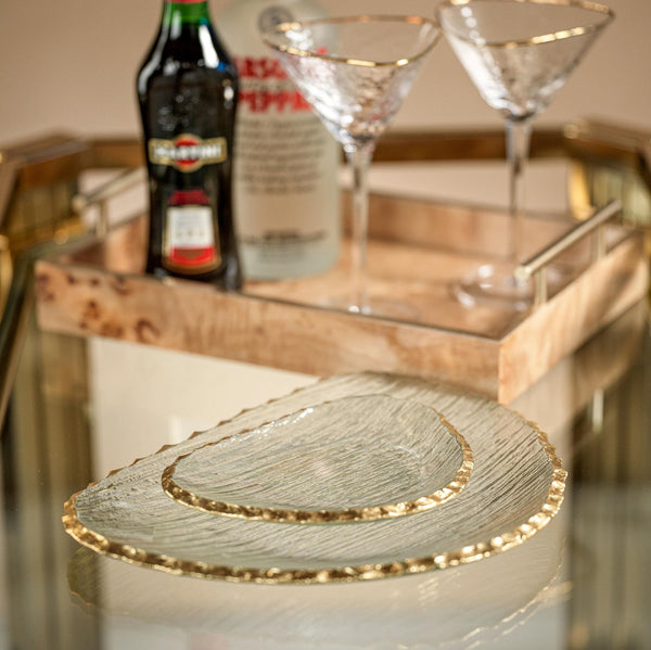 Cally Organic Shape Plate Gold Rim, Set of 3 - Plate Detail | Bone & Brass