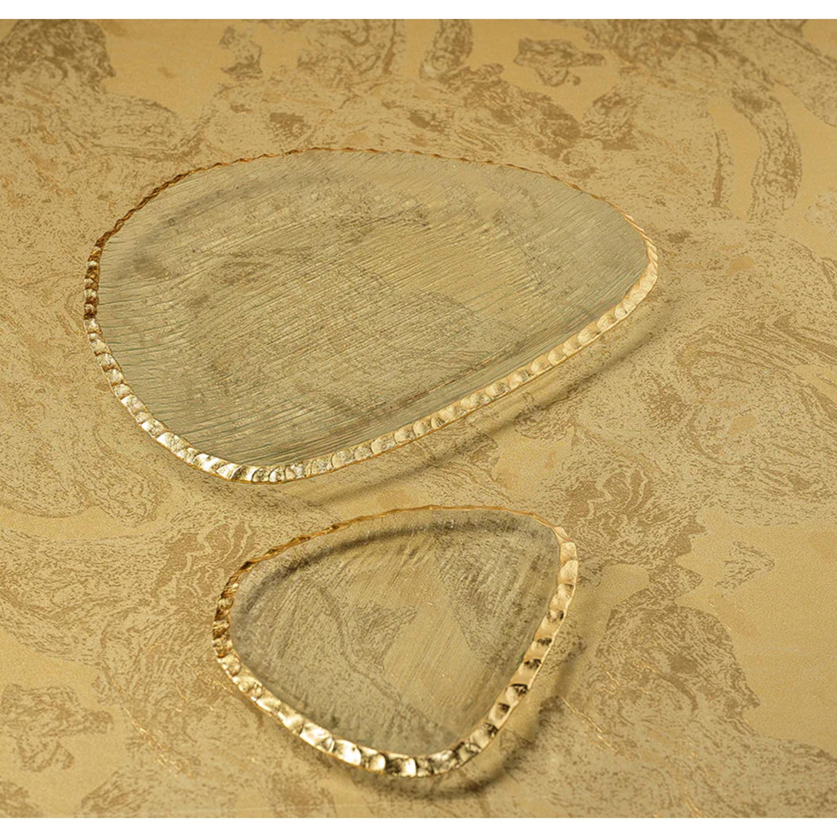 Cally Organic Shape Plate Gold Rim, Set of 3 - Plate Top View | Bone & Brass