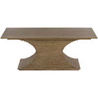 Cambio Console Bleached Walnut, hand-carved with decorative ridges and elegant curves.