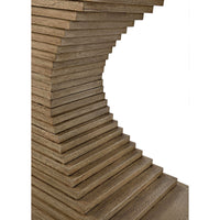 Cambio Console with hand-carved bleached walnut, featuring decorative ridges and elegant curved lines.