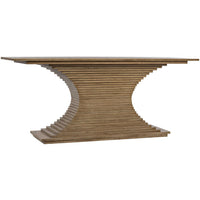 Cambio Console: bleached walnut, hand-carved with decorative ridges, elegant curved base, 72"W.