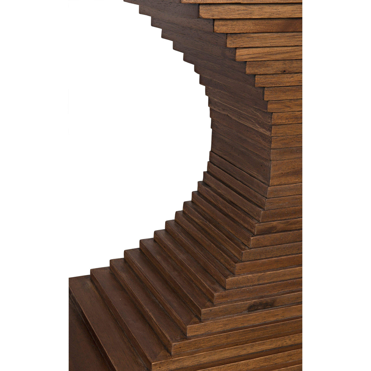 Dark walnut console with hand-carved decorative ridges, 72"W x 30.5"H.