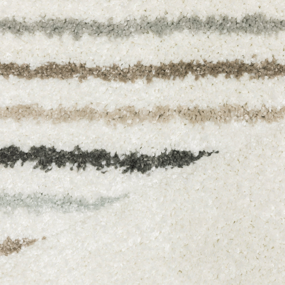 Cambria Beige & Multi Casual Rug, close-up of soft polypropylene with textured beige, gray, and pale blue stripes.