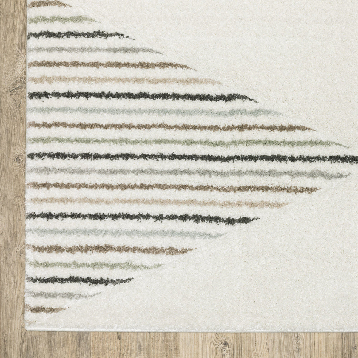 Cambria Beige & Multi Casual Rug, polypropylene, with horizontal stripes in neutral, pale blue, and mint hues.