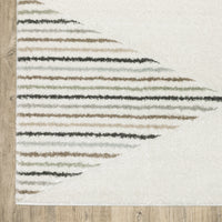 Cambria Beige & Multi Casual Rug, polypropylene, with horizontal stripes in neutral, pale blue, and mint hues.