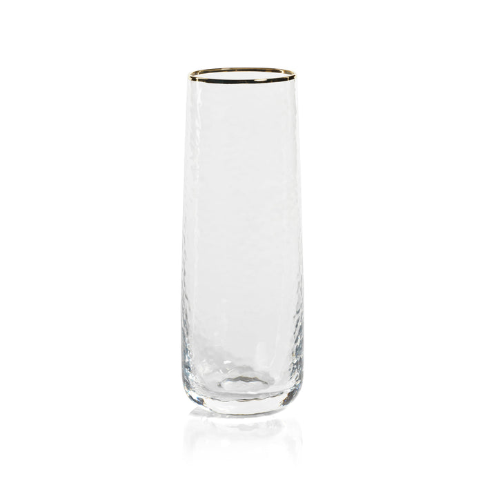 Campolli Stemless Glass Flutes w/ Gold Rims, Set of 4 | Bone & Brass