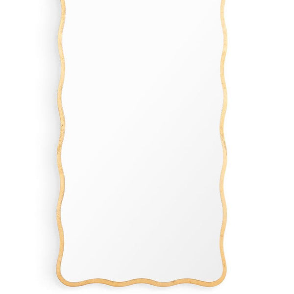 Candice Dressing Room Mirror with an undulating gilded frame and beveled edge, 60" tall.