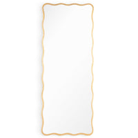 Tall Candice dressing room mirror with an undulating gilded frame and beveled edge.