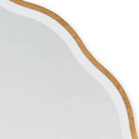Candice Gold Leaf Mirror with a soft, undulating gold frame and beveled glass.