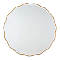 Candice Gold Leaf Mirror with a soft, undulating frame and beveled glass.