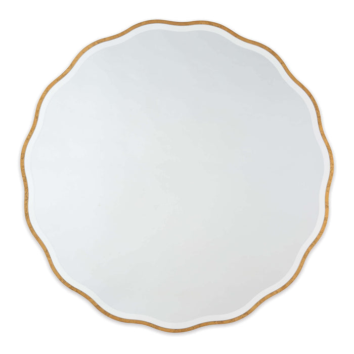 Candice Gold Leaf Mirror with a soft, undulating frame and beveled glass.