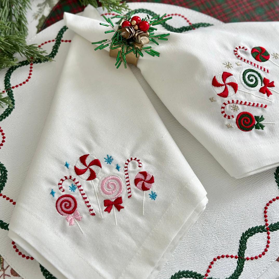 Candyland Embroidered Napkins, Set 4 - Napkin Detail | Bone & Brass