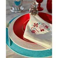 Candyland Embroidered Napkins, Set 4 - Napkin Folded View | Bone & Brass