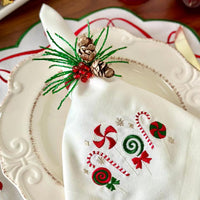 Candyland Embroidered Napkins, Set 4 - Napkin View | Bone & Brass