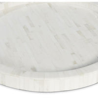 Round Capri Natural Ivory Bone Decorative Tray with mosaic tile pattern.