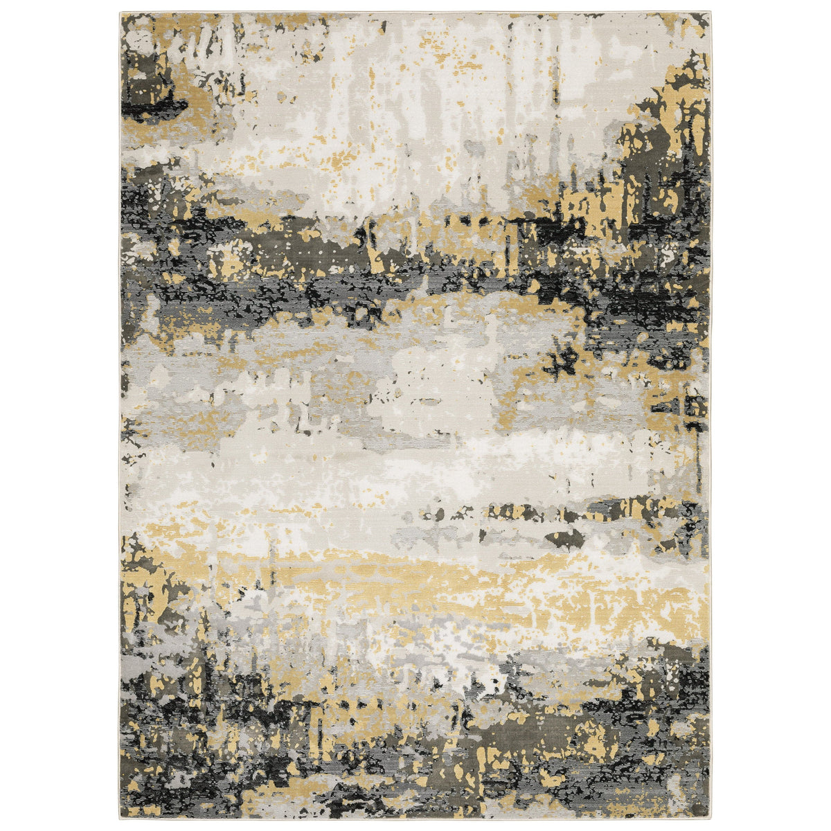 Caravan Beige & Gold Contemporary Rug with abstract, multi-level texture in polyester.