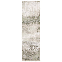 Caravan Beige & Green Contemporary Rug, a power-loomed polyester runner with a textured, multi-level surface.