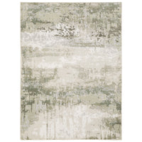 Caravan Beige & Green Contemporary Rug with abstract, textured polyester design.