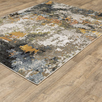 Caravan Charcoal Multi-Colored Contemporary Rug with textured, multi-level surface in warm and cool tones.