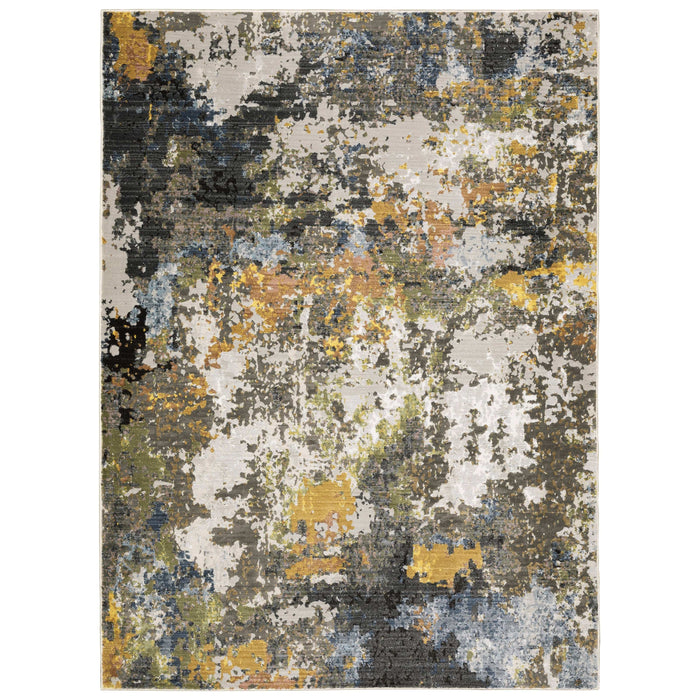 Caravan Charcoal Multi-Colored Contemporary Rug with textured, multi-level surface and natural tones.