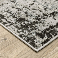 Caravan Grey & Black Contemporary Rug with abstract pattern, textured polyester yarns, and multi-level surface.