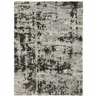 Caravan Grey & Black Contemporary Rug with abstract, multi-level texture, power-loomed polyester.