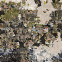 Caravan Grey & Moss Green contemporary rug with textured, multi-level surface and nature-inspired colors.