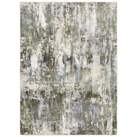 Caravan Moss Green & Blue Contemporary Rug with textured, multi-level surface and nature-inspired colors.