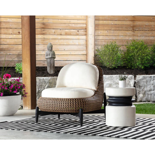 Carilo Cream Curved Wicker Lounge Chair - Outdoor Chair Side View | Bone & Brass