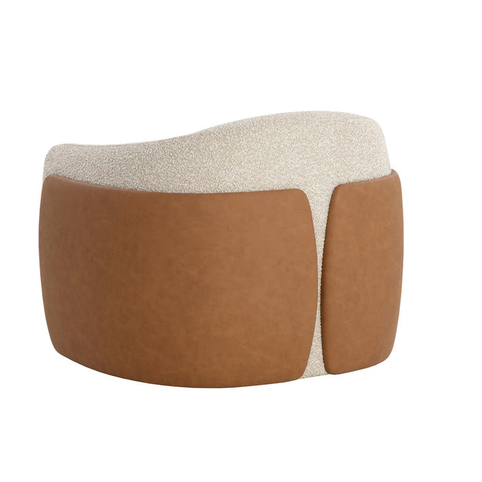 Caris Beige & Cognac Swivel Lounge Chair - Chair Detail | Bone & Brass