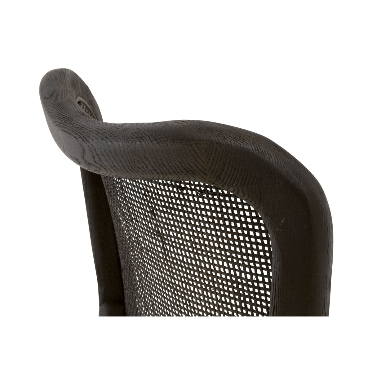 Carly Matte Brown Cane Counter Stool with curved solid oak frame and cane insert back.