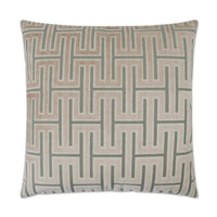 Carlyle Blush 24" square decorative throw pillow with a geometric pattern in blush, grey, and cream.