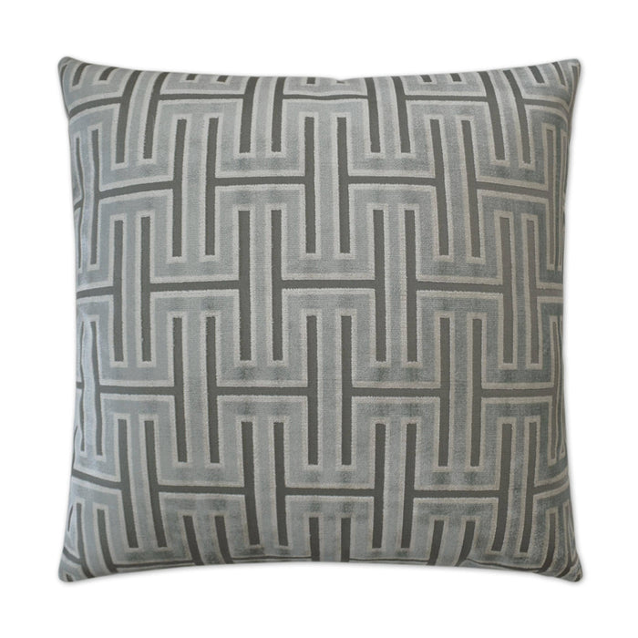 Carlyle Glacier Mist 24" square decorative throw pillow with a gray geometric pattern.