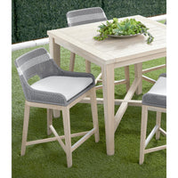 Carrie Gray Teak Square Counter Table - Table Top View | Bone & Brass