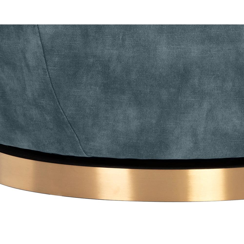 Casey Agean Blue & Brass Swivel Lounge Chair - Chair Side View | Bone & Brass