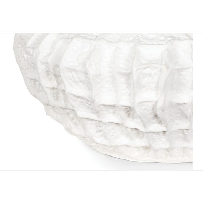 Caspian White Ceramic Bowl with unique, dramatic ridged texture.