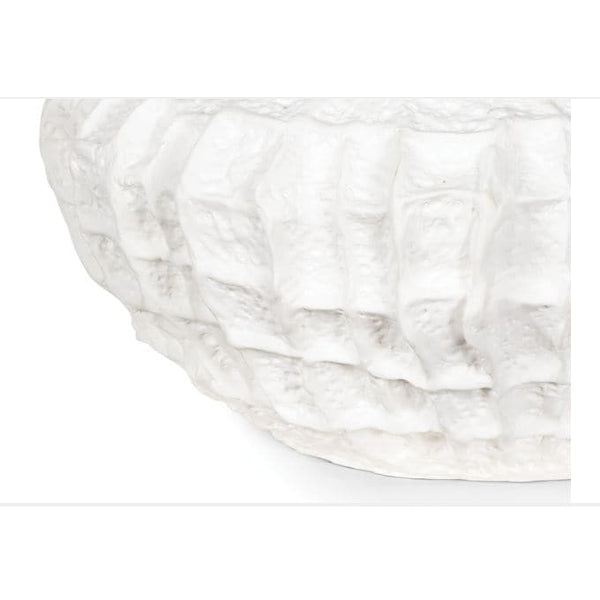 Caspian White Ceramic Bowl with unique, dramatic ridged texture.