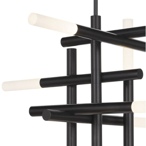 Cass Oil Rubbed Bronze Chandelier with modern grid-like design and frosted acrylic LED diffusers.