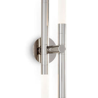 Polished nickel Cass Wall Sconce with four frosted acrylic bulb covers and rotating arms.