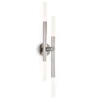 Modern Cass Wall Sconce with four rotating polished nickel arms and frosted acrylic bulb covers.
