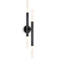 Black Cass Wall Sconce with two rotating arms and frosted acrylic bulb covers, 38.25" tall.