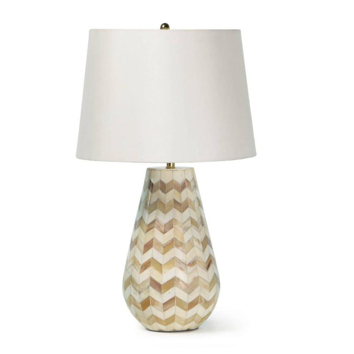 Cassia Beige Chevron Table Lamp | Bone & Brass