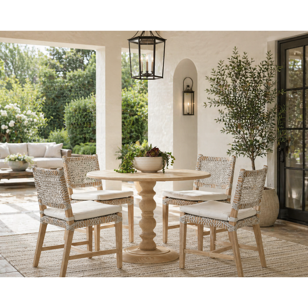 Cassie Taupe Rope Dining Chair, Set of 2 - Outdoor Dining Chair Side View | Bone & Brass