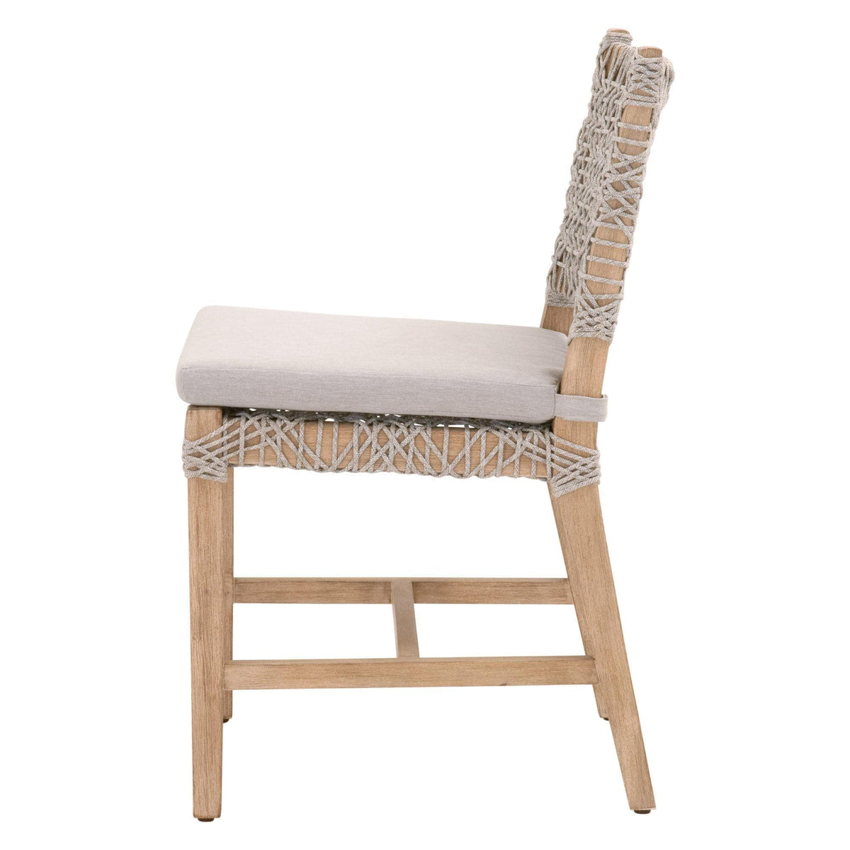 Cassie Taupe Rope Dining Chair, Set of 2 - Outdoor Dining Chair Side View | Bone & Brass